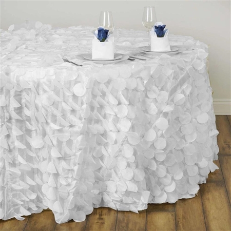 120" Round Petals Circle (Flamingo) Tablecloth - White