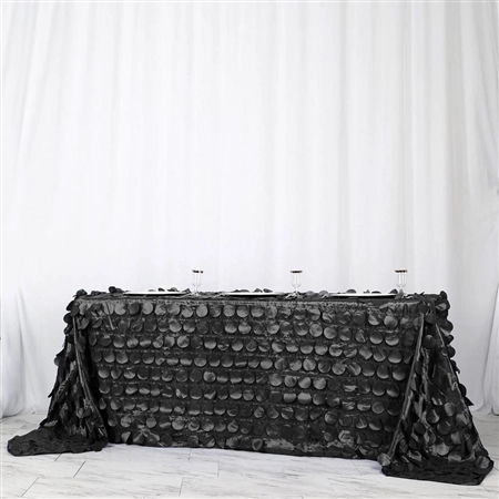 90"x132" Black Flamingo Petals Taffeta Rectangle Tablecloth