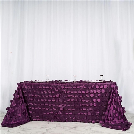 90"x132" Eggplant Flamingo Petals Taffeta Rectangle Tablecloth