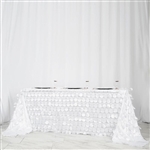 90"x132" White Flamingo Petals Taffeta Rectangle Tablecloth