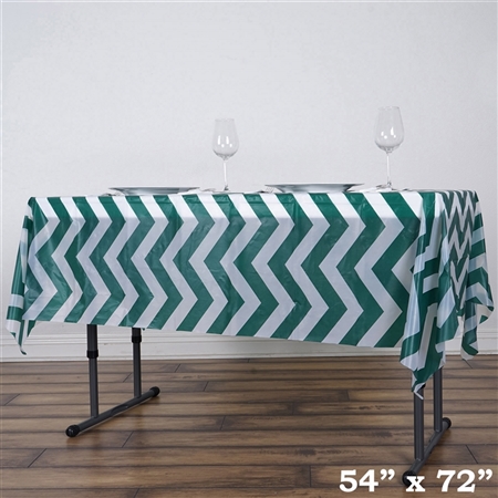 54"x72" Hunter Green Wholesale Waterproof Chevron Plastic Vinyl Tablecloth