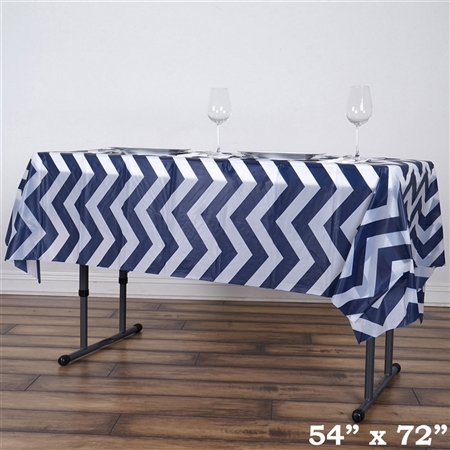 54"x72" Navy Blue Wholesale Waterproof Chevron Plastic Vinyl Tablecloth