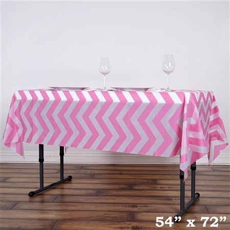54"x72" Pink Wholesale Waterproof Chevron Plastic Vinyl Tablecloth