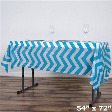 54"x72" Turquoise Wholesale Waterproof Chevron Plastic Vinyl Tablecloth