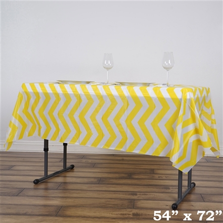 54"x72" Yellow Wholesale Waterproof Chevron Plastic Vinyl Tablecloth