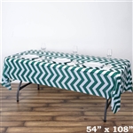 54" x 108" Hunter Green Wholesale Waterproof Chevron Plastic Vinyl Tablecloth