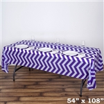 54" x 108" Purple Wholesale Waterproof Chevron Plastic Vinyl Tablecloth