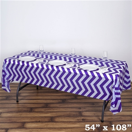 54" x 108" Purple Wholesale Waterproof Chevron Plastic Vinyl Tablecloth