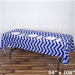 54" x 108" Royal Blue Wholesale Waterproof Chevron Plastic Vinyl Tablecloth