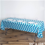 54" x 108" Turquoise Wholesale Waterproof Chevron Plastic Vinyl Tablecloth