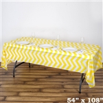 54" x 108" Yellow Wholesale Waterproof Chevron Plastic Vinyl Tablecloth