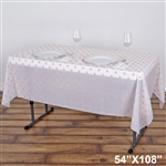 54" x 108" Blush Wholesale Waterproof Polka Dots Plastic Vinyl Tablecloth