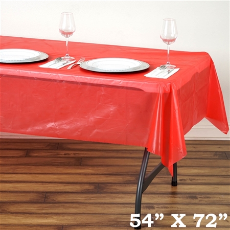 54" x 72" Wholesale Red 10mil Thick Waterproof Plastic Vinyl Tablecloth For Outdoor Party Events