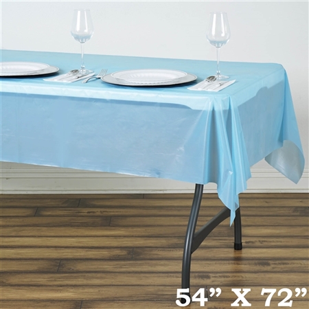 54" x 72" Wholesale Serenity Blue 10mil Thick Waterproof Plastic Vinyl Tablecloth For Outdoor Party Events