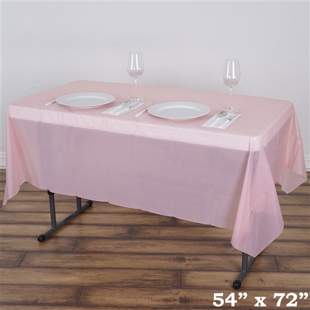 54" x 72" Wholesale Blush 10mil Thick Waterproof Plastic Vinyl Tablecloth For Outdoor Party Events