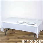 54"x 108" Wholesale White 10mil Thick Waterproof Plastic Vinyl Tablecloth for Outdoor Events