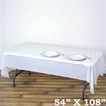 54"x 108" Wholesale White 10mil Thick Waterproof Plastic Vinyl Tablecloth for Outdoor Events