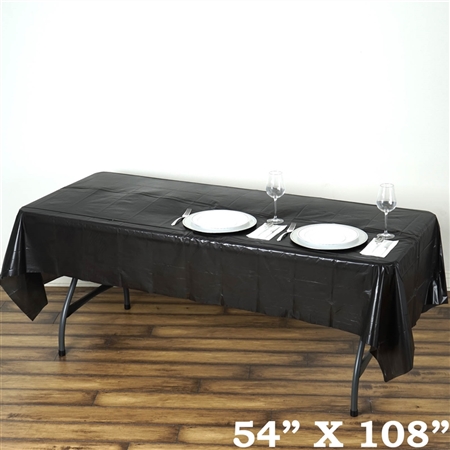 54"x 108" Wholesale Black 10mil Thick Waterproof Plastic Vinyl Tablecloth for Outdoor Events