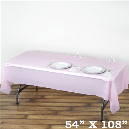 54"x 108" Wholesale Pink 10mil Thick Waterproof Plastic Vinyl Tablecloth for Outdoor Events