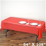 54"x 108" Wholesale Red 10mil Thick Waterproof Plastic Vinyl Tablecloth for Outdoor Events