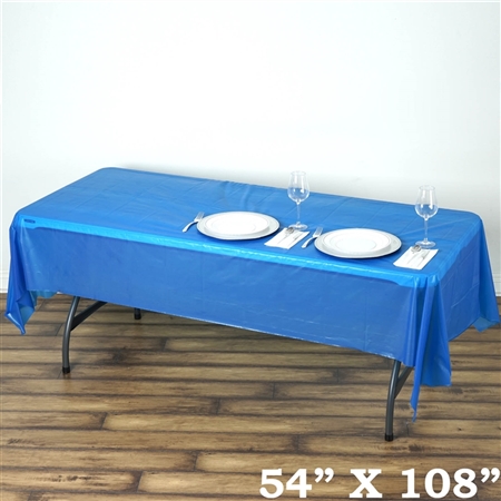 54"x 108" Wholesale Royal Blue 10mil Thick Waterproof Plastic Vinyl Tablecloth for Outdoor Events