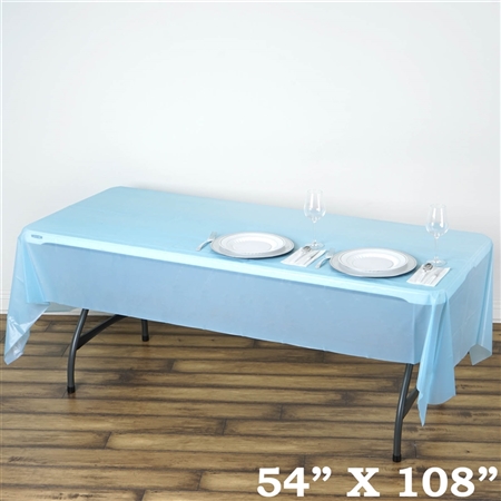 54"x 108" Wholesale Serenity Blue 10mil Thick Waterproof Plastic Vinyl Tablecloth for Outdoor Events