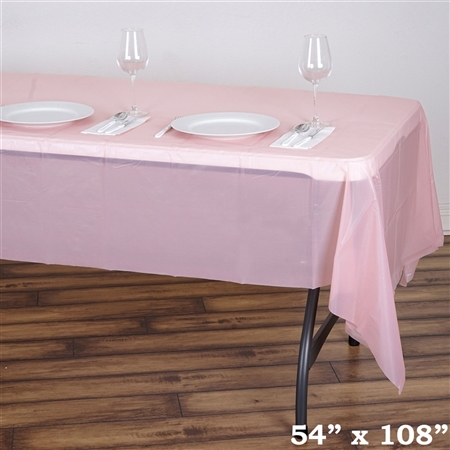 54"x 108" Wholesale Blush 10mil Thick Waterproof Plastic Vinyl Tablecloth for Outdoor Events