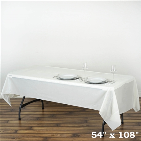 54"x 108" Wholesale Ivory 10mil Thick Waterproof Plastic Vinyl Tablecloth for Outdoor Events