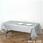 54"x 108" Wholesale Silver 10mil Thick Waterproof Plastic Vinyl Tablecloth for Outdoor Events