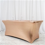 6FT Metallic Blush/Rose Gold Rectangular Stretch Spandex Table Cover