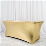 6FT Metallic Champagne Rectangular Stretch Spandex Table Cover