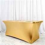 6FT Metallic Gold Rectangular Stretch Spandex Table Cover