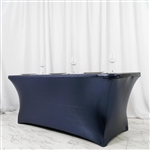 6FT Metallic Navy Blue Rectangular Stretch Spandex Table Cover