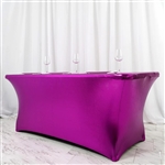 6FT Metallic Purple Rectangular Stretch Spandex Table Cover