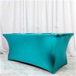6FT Metallic Teal Rectangular Stretch Spandex Table Cover
