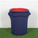 41-50 Gallons Navy Blue Stretch Spandex Round Trash Bin Container Cover