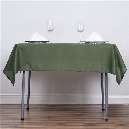 54" Moss Green Wholesale Polyester Square Linen Tablecloth For Banquet Party Restaurant