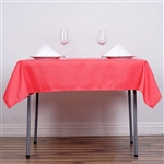 54" Coral Red Wholesale Polyester Square Linen Tablecloth For Banquet Party Restaurant