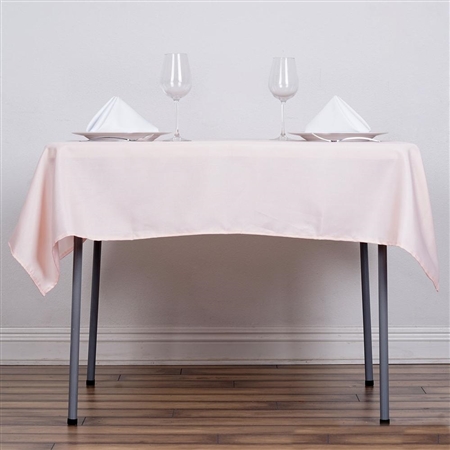 54" Blush/Rose Gold Wholesale Polyester Square Linen Tablecloth For Banquet Party Restaurant