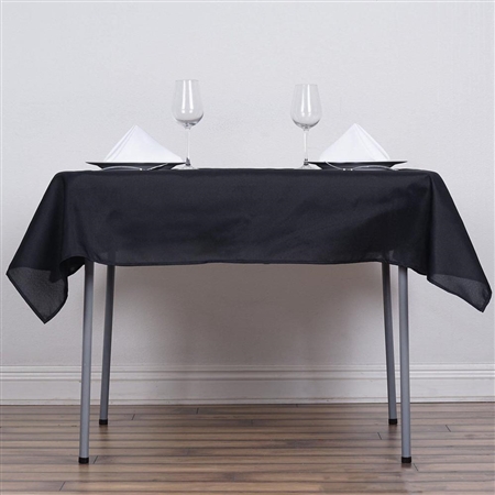 54" Black Wholesale Polyester Square Linen Tablecloth For Banquet Party Restaurant