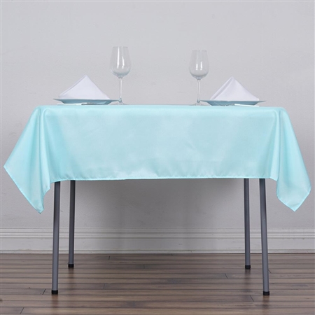 54" Blue Wholesale Polyester Square Linen Tablecloth For Banquet Party Restaurant