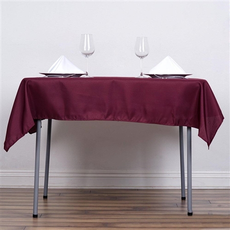 54" Burgundy Wholesale Polyester Square Linen Tablecloth For Banquet Party Restaurant