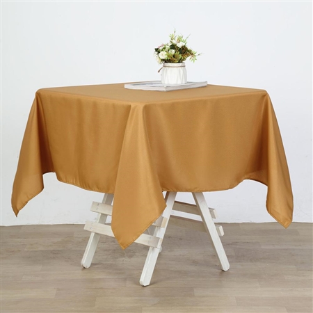 54" Gold Wholesale Polyester Square Linen Tablecloth For Banquet Party Restaurant