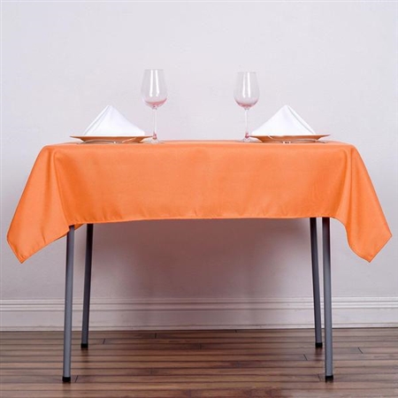 54" Orange Wholesale Polyester Square Linen Tablecloth For Banquet Party Restaurant