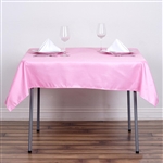 54" Pink Wholesale Polyester Square Linen Tablecloth For Banquet Party Restaurant