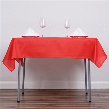 54" Red Wholesale Polyester Square Linen Tablecloth For Banquet Party Restaurant