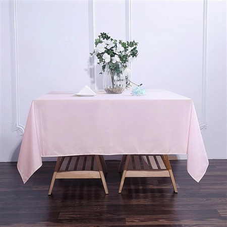 70" Blush/Rose Gold Wholesale Polyester Square Linen Tablecloth For Wedding Party Restaurant