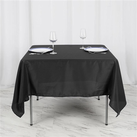 70" Black Wholesale Polyester Square Linen Tablecloth For Wedding Party Restaurant