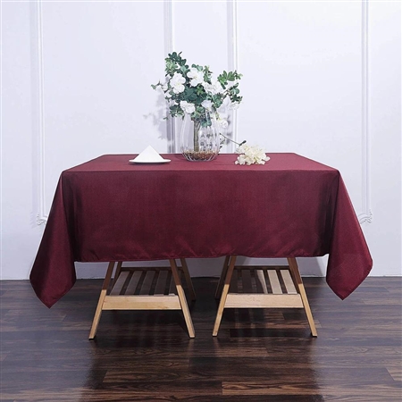 70" Burgundy Wholesale Polyester Square Linen Tablecloth For Wedding Party Restaurant
