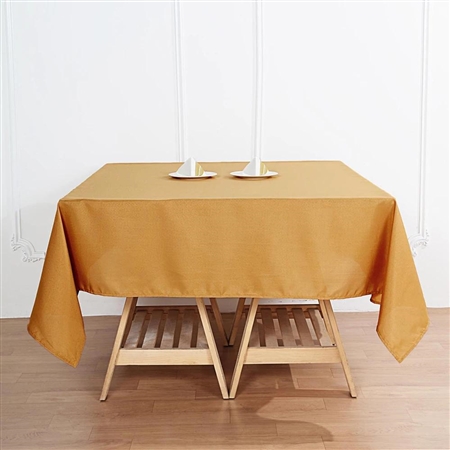 70" Gold Wholesale Polyester Square Linen Tablecloth For Wedding Party Restaurant